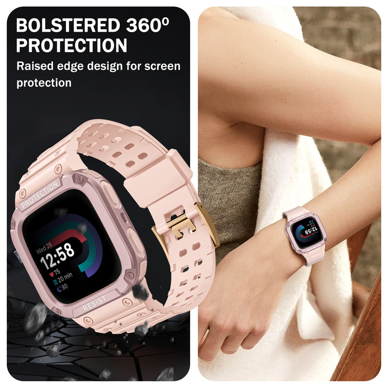 Fitbit Versa 4/3/2/1, Fitbit Sense 2/1 Sports Band with Bumper Cover | Fintie