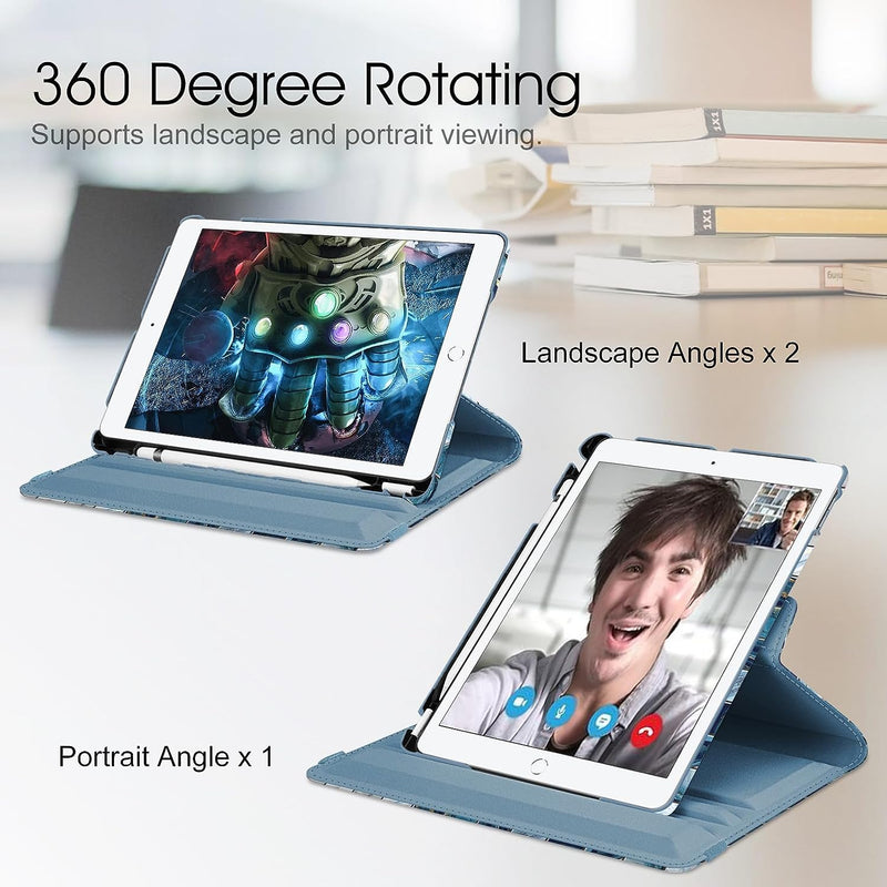 iPad 9th Gen, iPad 8th/7th Gen 360-Degree Rotating Case with Pencil Holder | Fintie