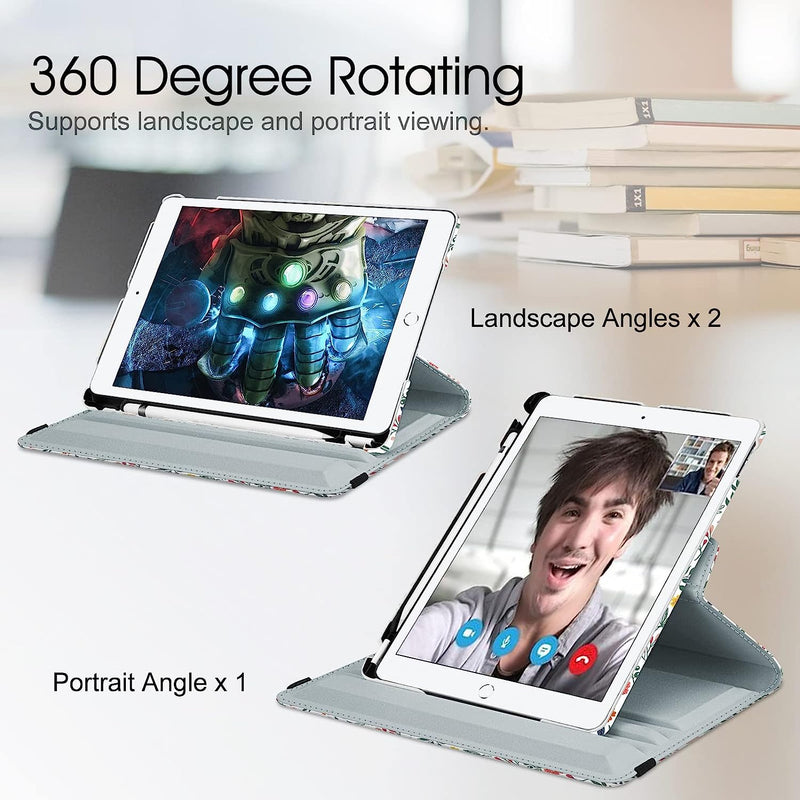 iPad 9th Gen, iPad 8th/7th Gen 360-Degree Rotating Case with Pencil Holder | Fintie