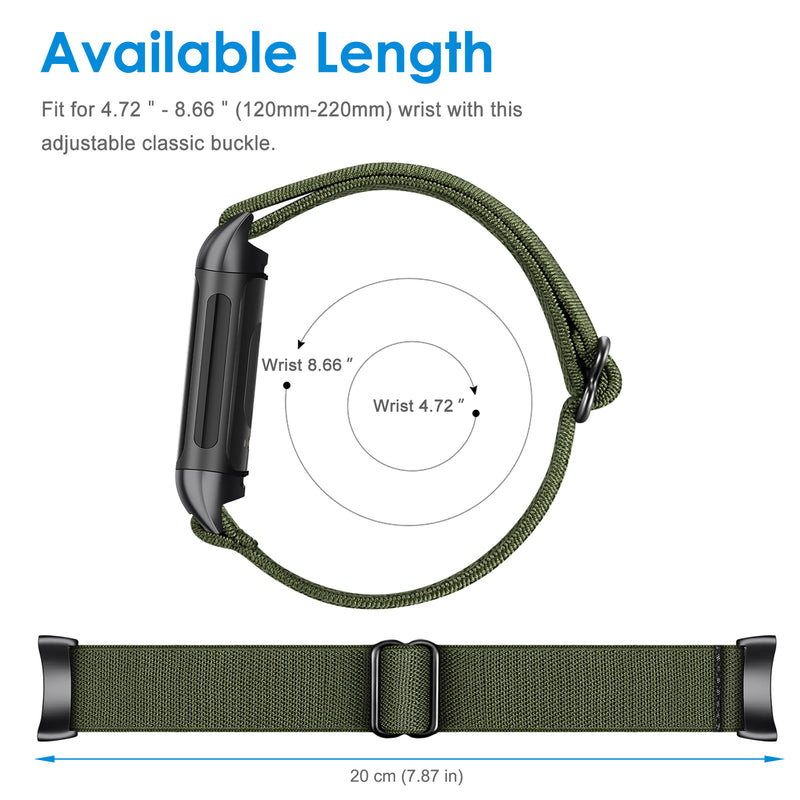 Fitbit Charge 5 Adjustable Elastic Nylon Loop Band | Fintie