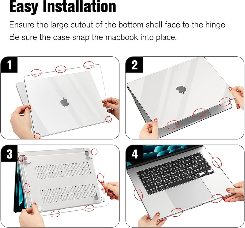 MacBook Air 15 Inch M4/M3/M2 Chip (A3241/A3114/A2941) Protective Snap-On Hard Shell Case | Fintie
