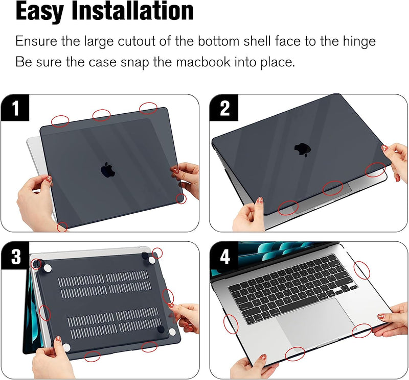 MacBook Air 15 Inch M4/M3/M2 Chip (A3241/A3114/A2941) Protective Snap-On Hard Shell Case | Fintie