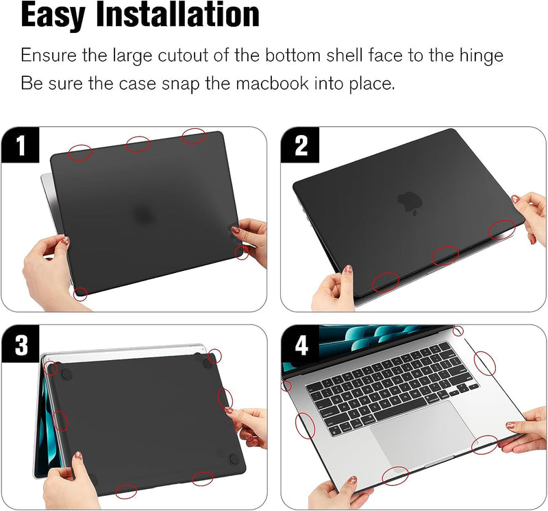 MacBook Air 15 Inch M4/M3/M2 Chip (A3241/A3114/A2941) Protective Snap-On Hard Shell Case | Fintie