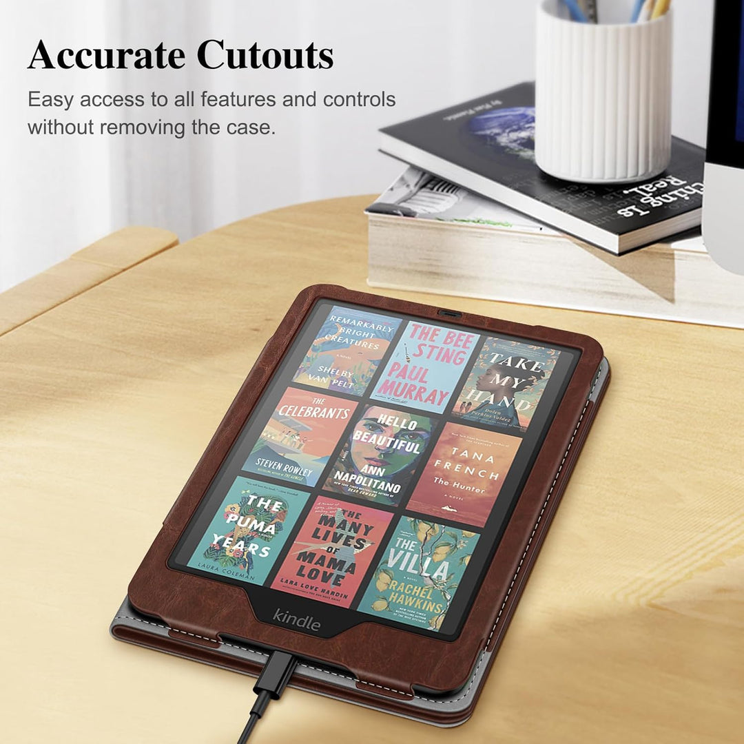 Book Style Vegan Leather Folio Case for Kindle Colorsoft/ Kindle