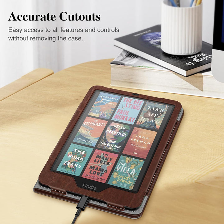 Book Style Vegan Leather Folio Case for Kindle Colorsoft/ Kindle