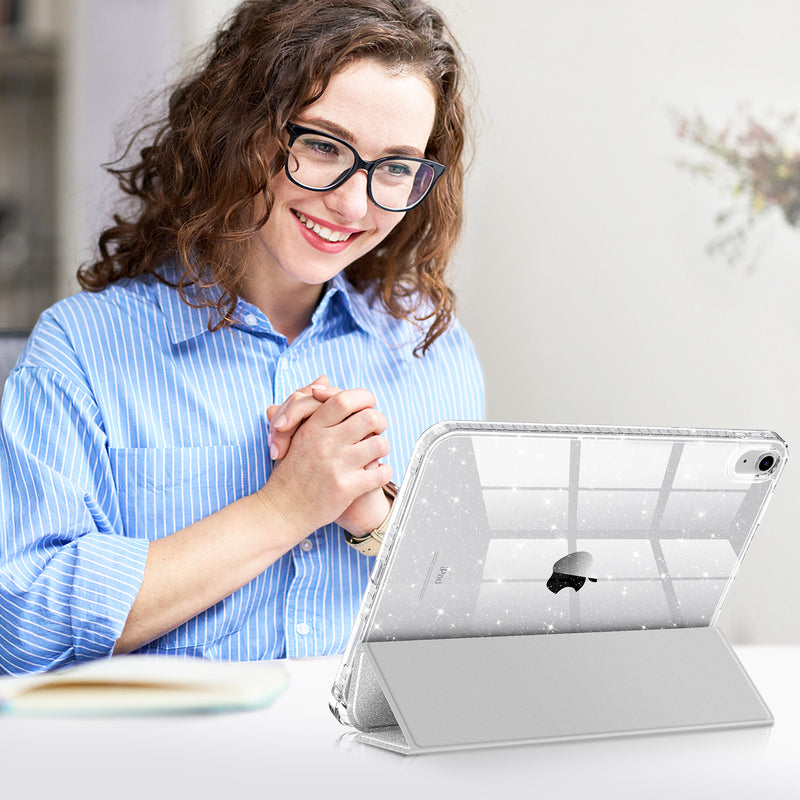 Glittering Slim Case for iPad A16 Chip 11th Gen/iPad 10th Gen w/Clear Back Shell & Pencil Holder | Fintie