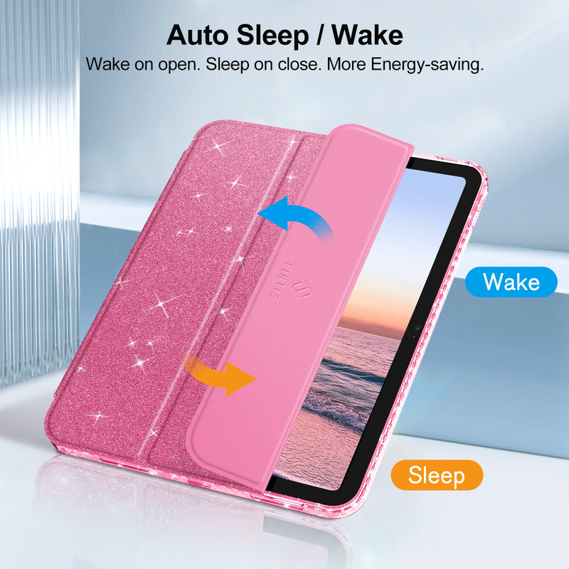 Glittering Slim Case for iPad A16 Chip 11th Gen/iPad 10th Gen w/Clear Back Shell & Pencil Holder | Fintie