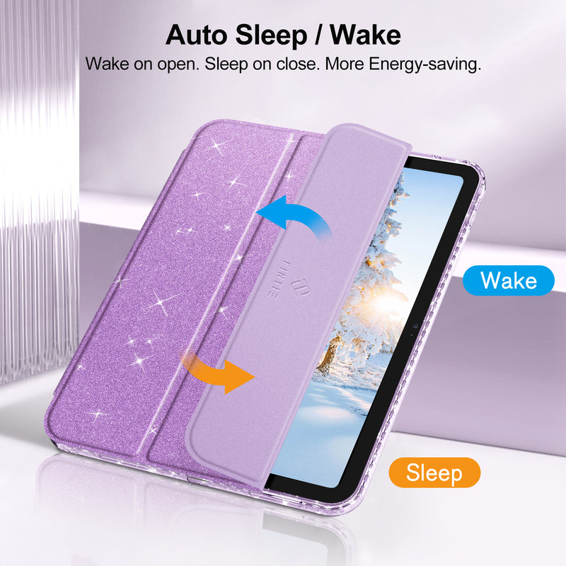 Glittering Slim Case for iPad A16 Chip 11th Gen/iPad 10th Gen w/Clear Back Shell & Pencil Holder | Fintie