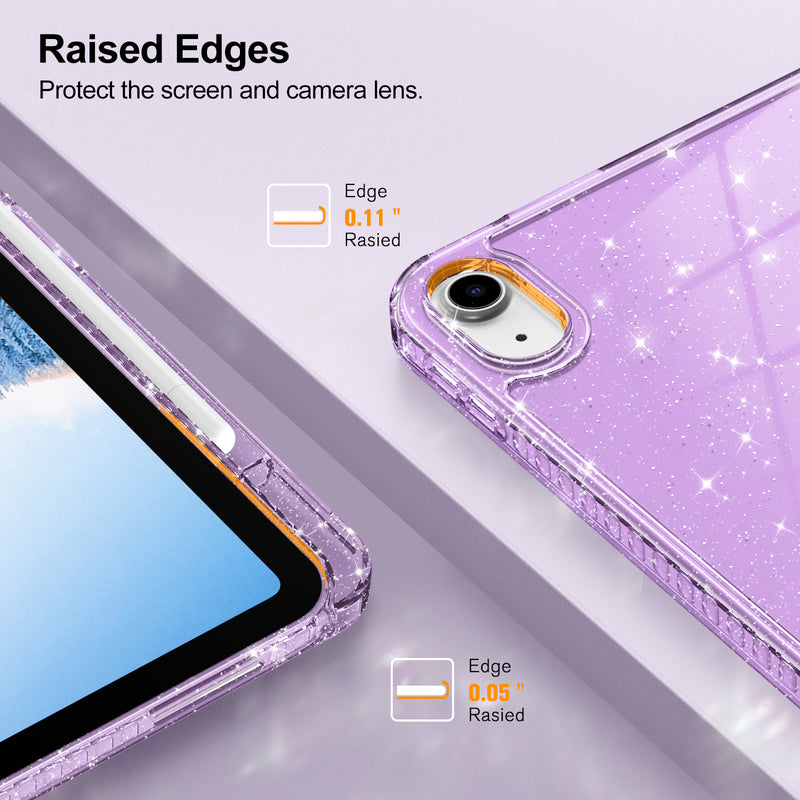 Glittering Slim Case for iPad A16 Chip 11th Gen/iPad 10th Gen w/Clear Back Shell & Pencil Holder | Fintie