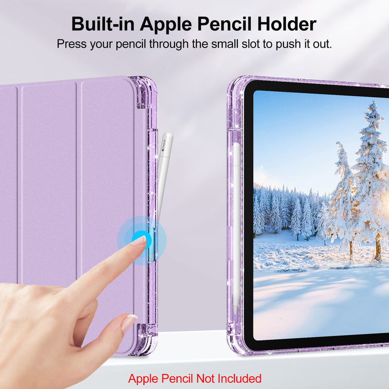 Glittering Slim Case for iPad A16 Chip 11th Gen/iPad 10th Gen w/Clear Back Shell & Pencil Holder | Fintie