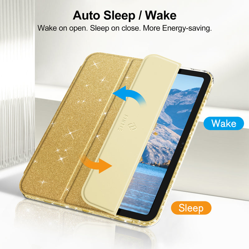 Glittering Slim Case for iPad A16 Chip 11th Gen/iPad 10th Gen w/Clear Back Shell & Pencil Holder | Fintie