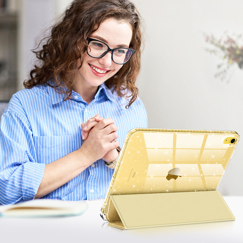 Glittering Slim Case for iPad A16 Chip 11th Gen/iPad 10th Gen w/Clear Back Shell & Pencil Holder | Fintie