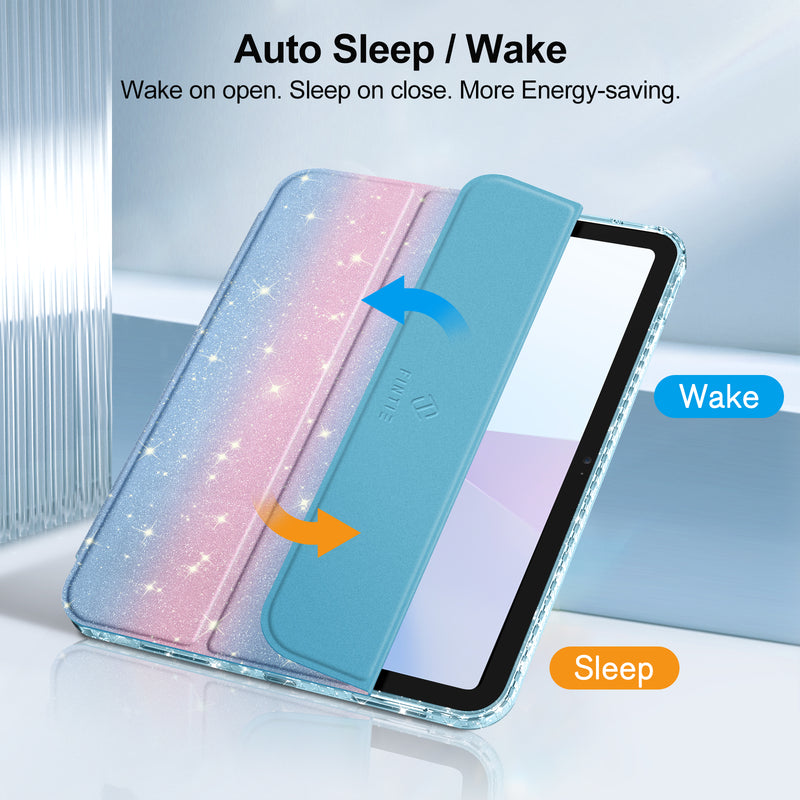 Glittering Slim Case for iPad A16 Chip 11th Gen/iPad 10th Gen w/Clear Back Shell & Pencil Holder | Fintie