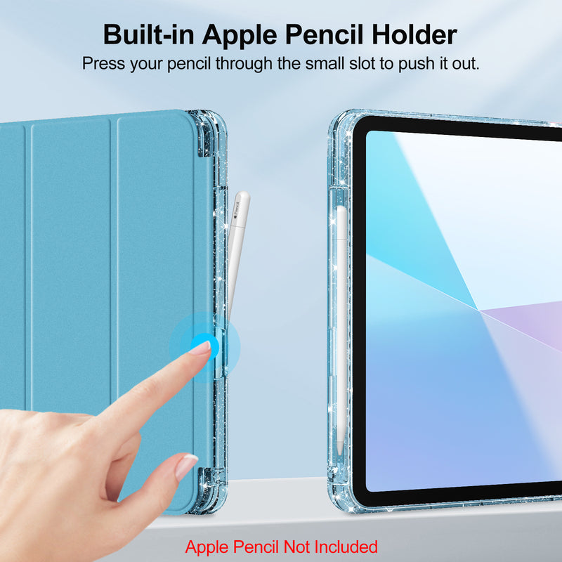 Glittering Slim Case for iPad A16 Chip 11th Gen/iPad 10th Gen w/Clear Back Shell & Pencil Holder | Fintie
