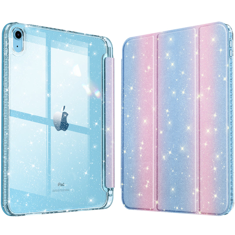 Glittering Slim Case for iPad A16 Chip 11th Gen/iPad 10th Gen w/Clear Back Shell & Pencil Holder | Fintie