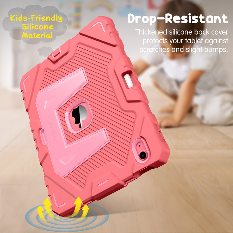 iPad A16 Chip 11-inch 2025/iPad 10th Gen 10.9-inch [3-Layer] Rugged Kid Case with Kickstand | Fintie