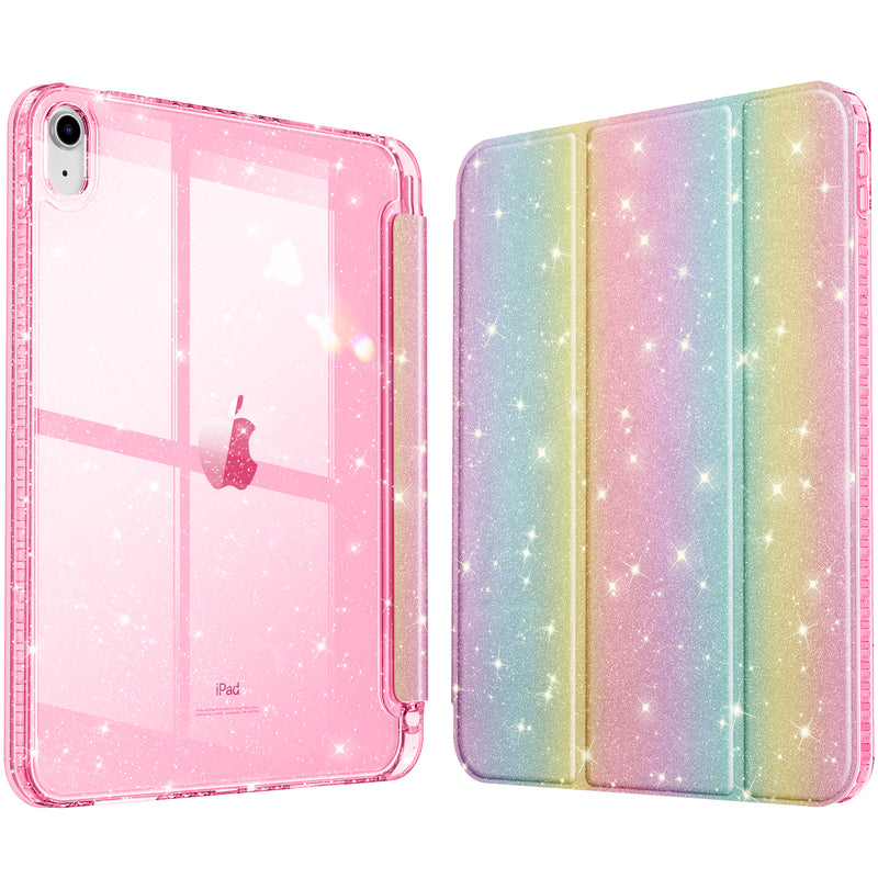 Glittering Slim Case for iPad A16 Chip 11th Gen/iPad 10th Gen w/Clear Back Shell & Pencil Holder | Fintie