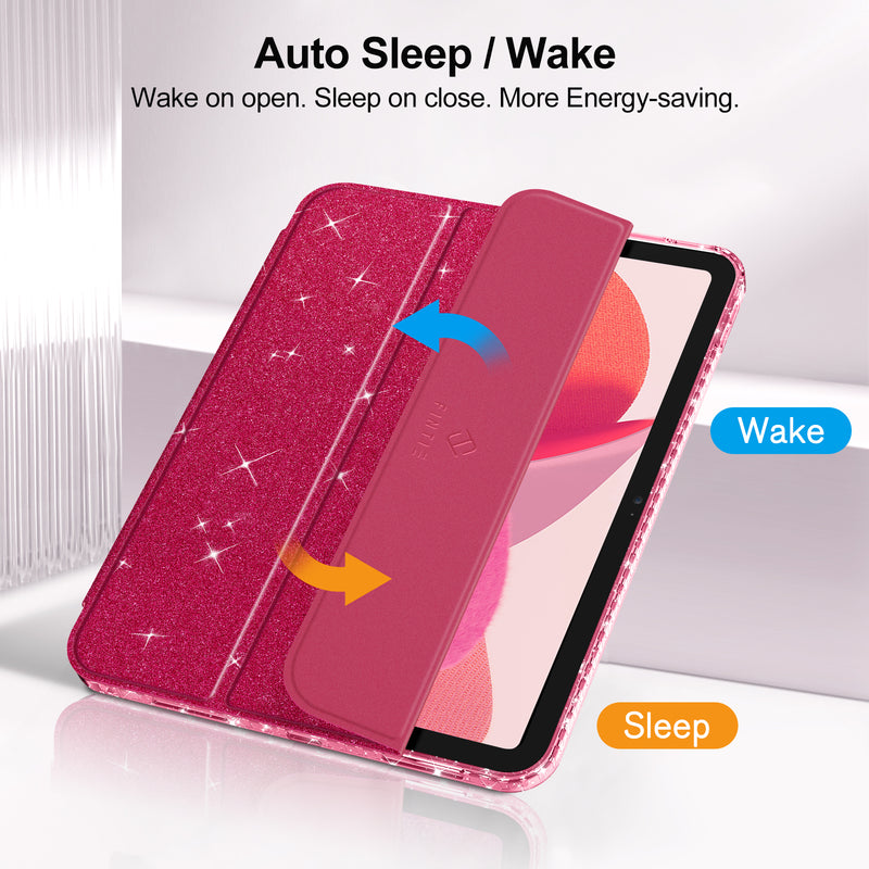 Glittering Slim Case for iPad A16 Chip 11th Gen/iPad 10th Gen w/Clear Back Shell & Pencil Holder | Fintie