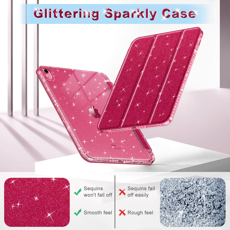 Glittering Slim Case for iPad A16 Chip 11th Gen/iPad 10th Gen w/Clear Back Shell & Pencil Holder | Fintie