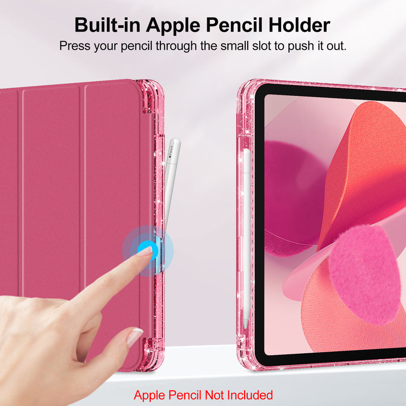 Glittering Slim Case for iPad A16 Chip 11th Gen/iPad 10th Gen w/Clear Back Shell & Pencil Holder | Fintie