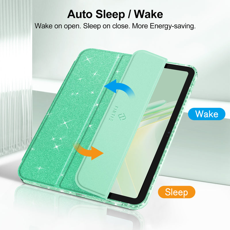 Glittering Slim Case for iPad A16 Chip 11th Gen/iPad 10th Gen w/Clear Back Shell & Pencil Holder | Fintie