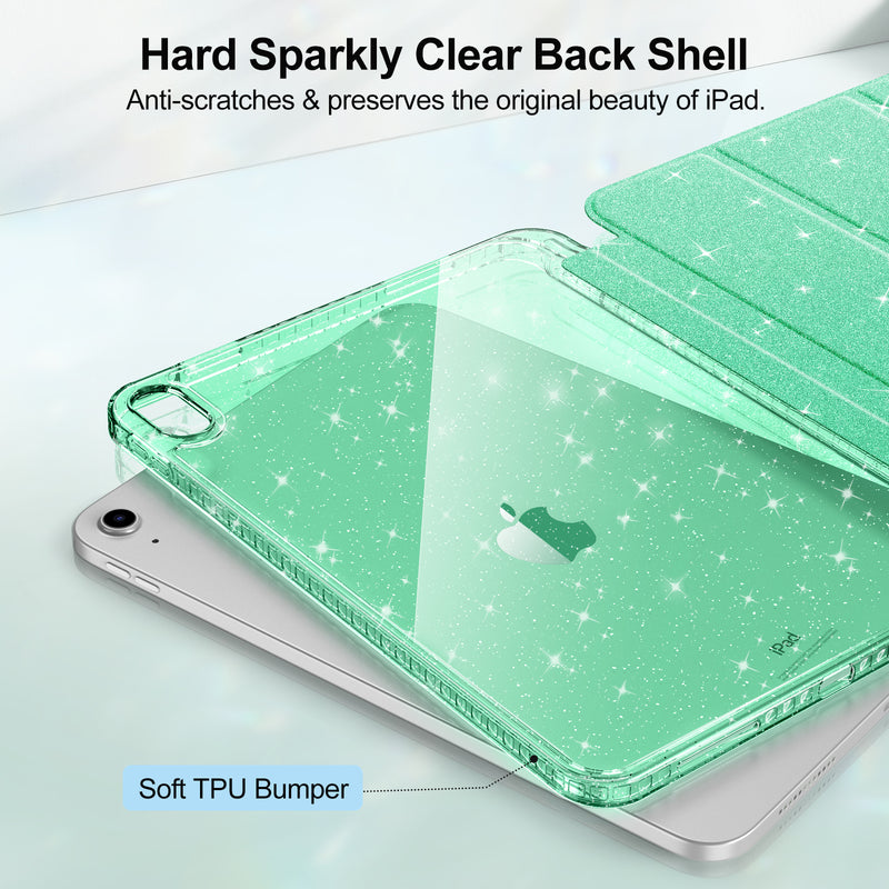 Glittering Slim Case for iPad A16 Chip 11th Gen/iPad 10th Gen w/Clear Back Shell & Pencil Holder | Fintie