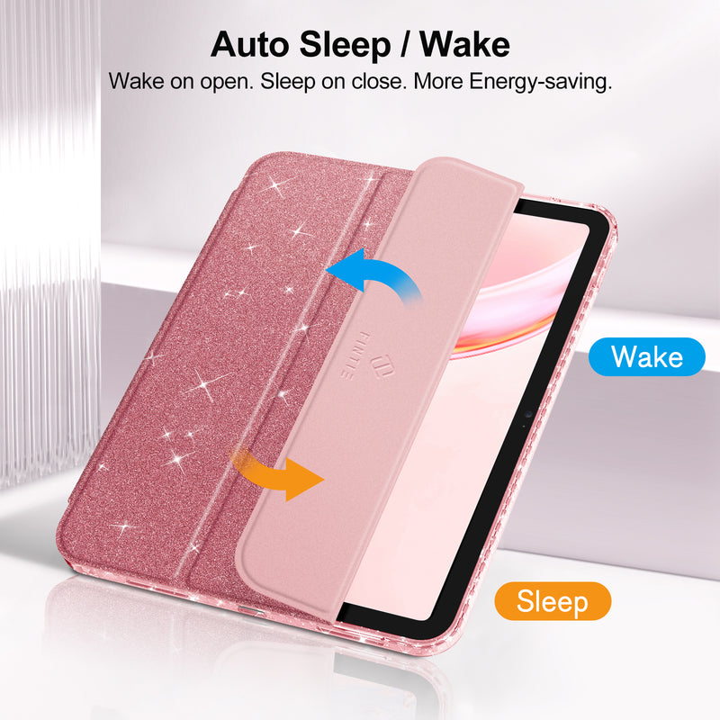 Glittering Slim Case for iPad A16 Chip 11th Gen/iPad 10th Gen w/Clear Back Shell & Pencil Holder | Fintie