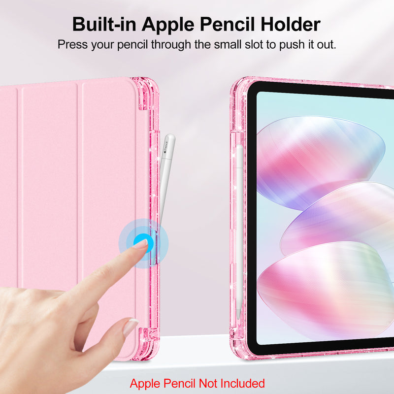 Glittering Slim Case for iPad A16 Chip 11th Gen/iPad 10th Gen w/Clear Back Shell & Pencil Holder | Fintie