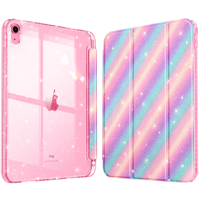 Glittering Slim Case for iPad A16 Chip 11th Gen/iPad 10th Gen w/Clear Back Shell & Pencil Holder | Fintie