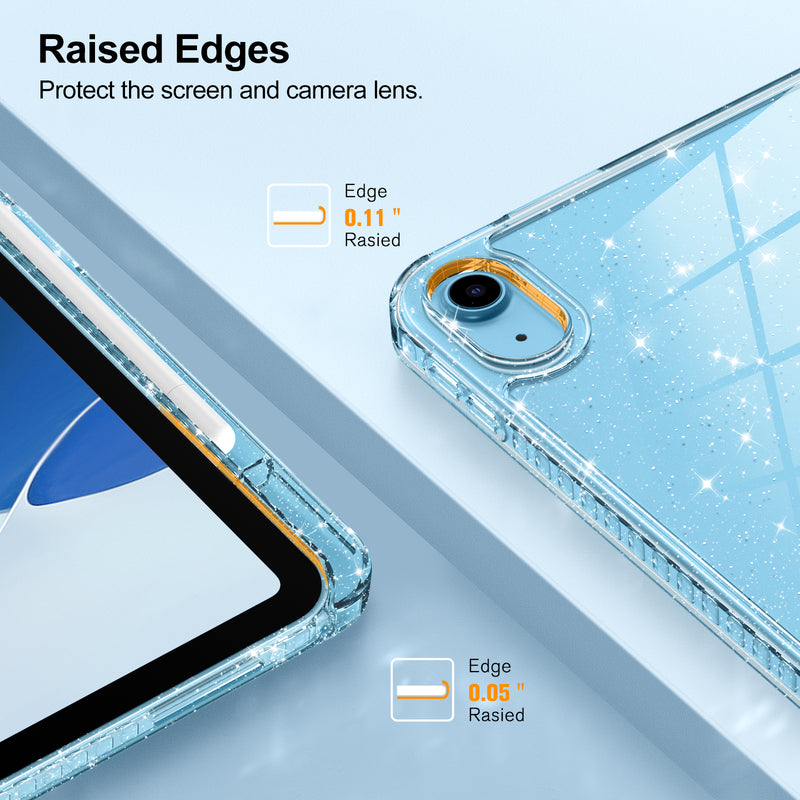 Glittering Slim Case for iPad A16 Chip 11th Gen/iPad 10th Gen w/Clear Back Shell & Pencil Holder | Fintie