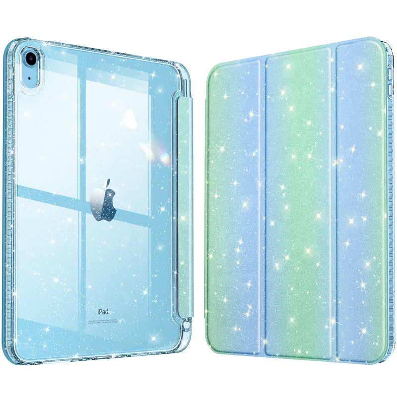 Glittering Slim Case for iPad A16 Chip 11th Gen/iPad 10th Gen w/Clear Back Shell & Pencil Holder | Fintie