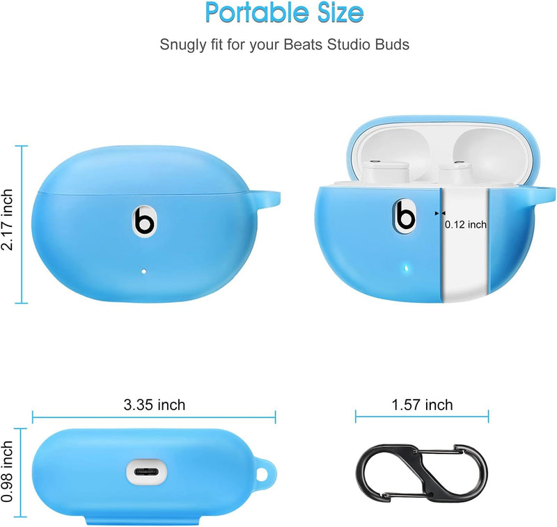 Beats Studio Buds + (2023) / Beats Studio Buds (2021) Silicone Cover with Keychain Carabiner | Fintie