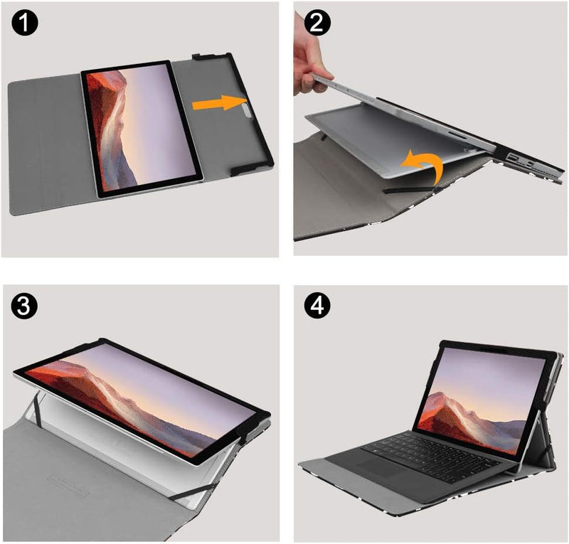 Surface Pro 7+/Pro 7/6/5/4/3 Multiple Angle Viewing Portfolio Business Case | Fintie