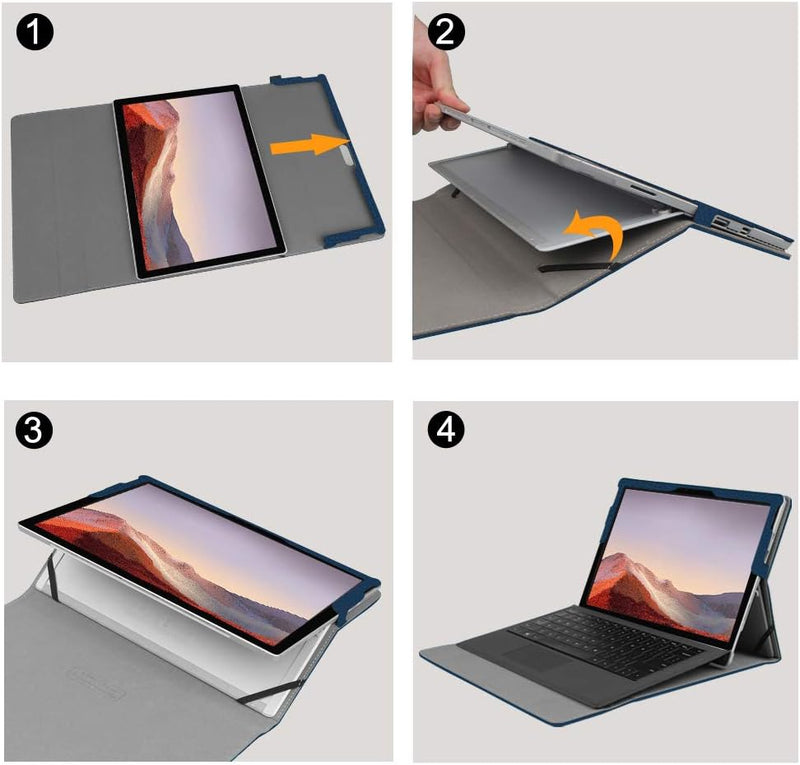 Surface Pro 7+/Pro 7/6/5/4/3 Multiple Angle Viewing Portfolio Business Case | Fintie