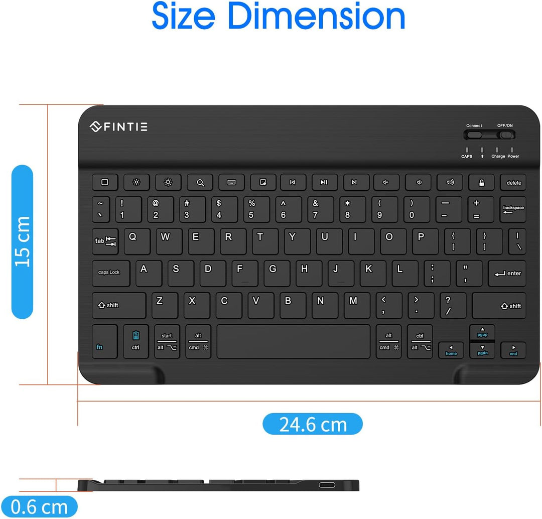 10-Inch Ultrathin Wireless Bluetooth Keyboard for iPad/iPhone