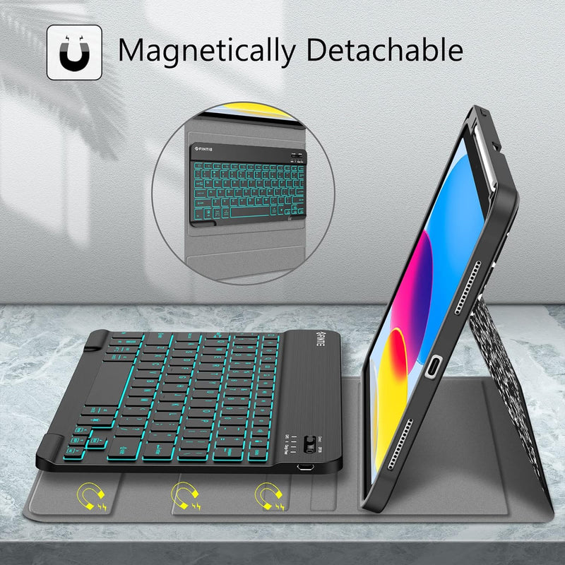 iPad A16 11-inch (2025)/iPad 10th Gen (2022) Backlit Keyboard Case w/ Pencil Holder | Fintie