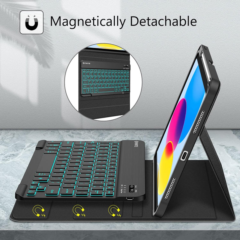 iPad A16 11-inch (2025)/iPad 10th Gen (2022) Backlit Keyboard Case w/ Pencil Holder | Fintie