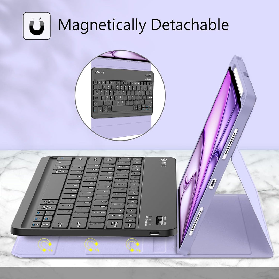 FOGARI Étui Clavier Pour IPad Air 11 (M3 2025/M2 2024) - IPad Air 5/4 Clavier Magnétique AZERTY Français, Coque Arrière Antichoc, Housse Multiposition Avec Fonction De Ranger Le Stylet, Rouge