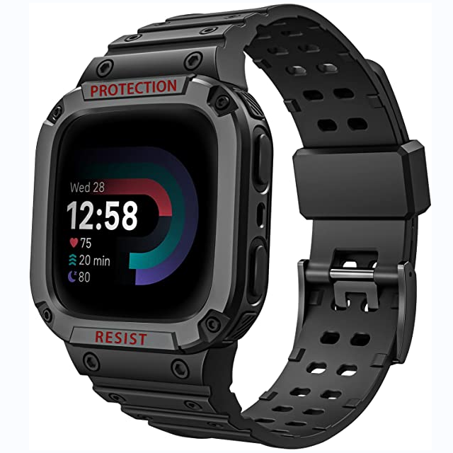 Fitbit Versa 4/3/2/1, Fitbit Sense 2/1 Sports Band with Bumper Cover | Fintie