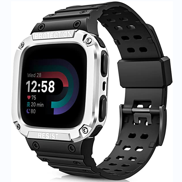 Fitbit Versa 4/3/2/1, Fitbit Sense 2/1 Sports Band with Bumper Cover | Fintie