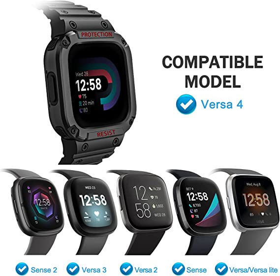 Fitbit Versa 4/3/2/1, Fitbit Sense 2/1 Sports Band with Bumper Cover | Fintie