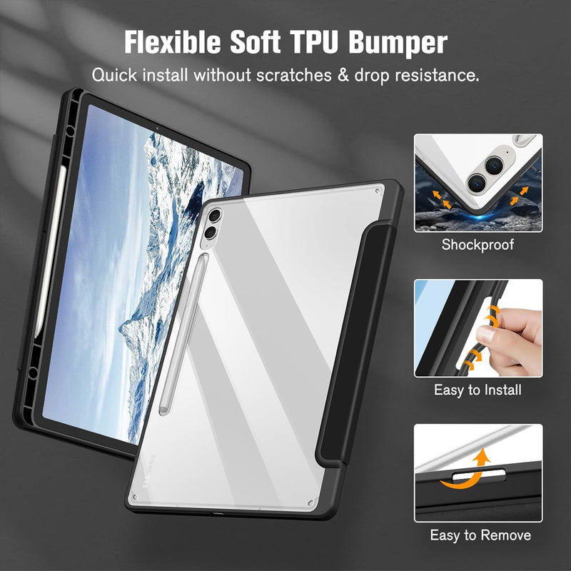 Galaxy Tab S10+ / Tab S9+ / Tab S9 FE+ Hybrid Slim Case w/ Upgraded S Pen Slot | Fintie