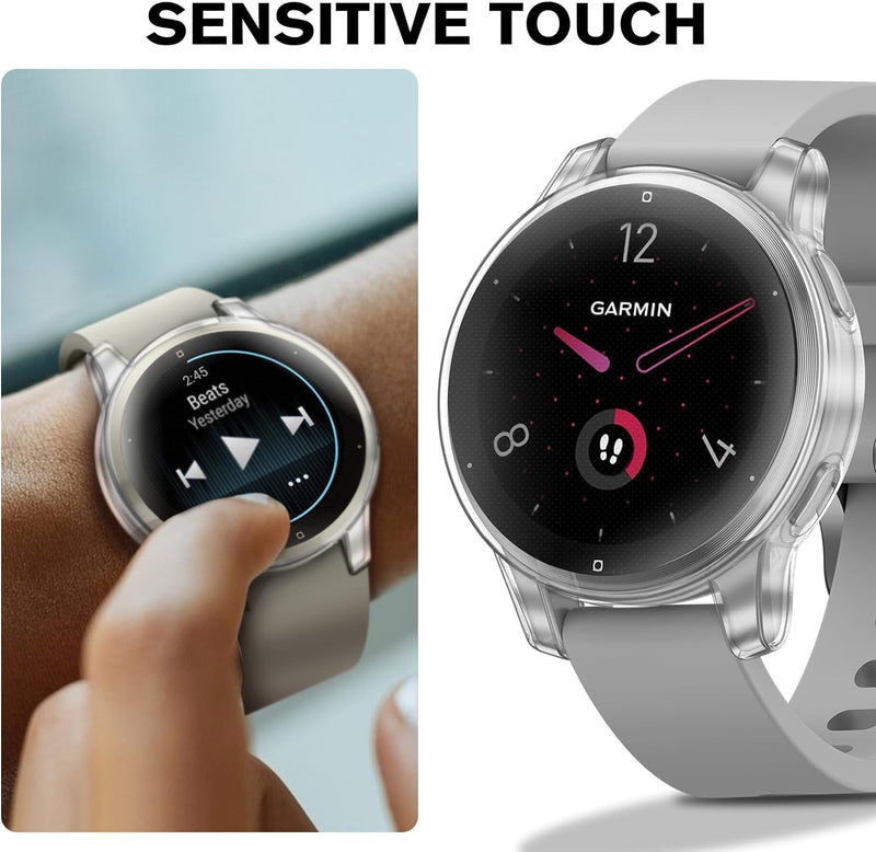 [3 Pack] Garmin Vivoactive 4S/Venu 2S Screen Protector Case with Soft TPU Plated Bumper | Fintie