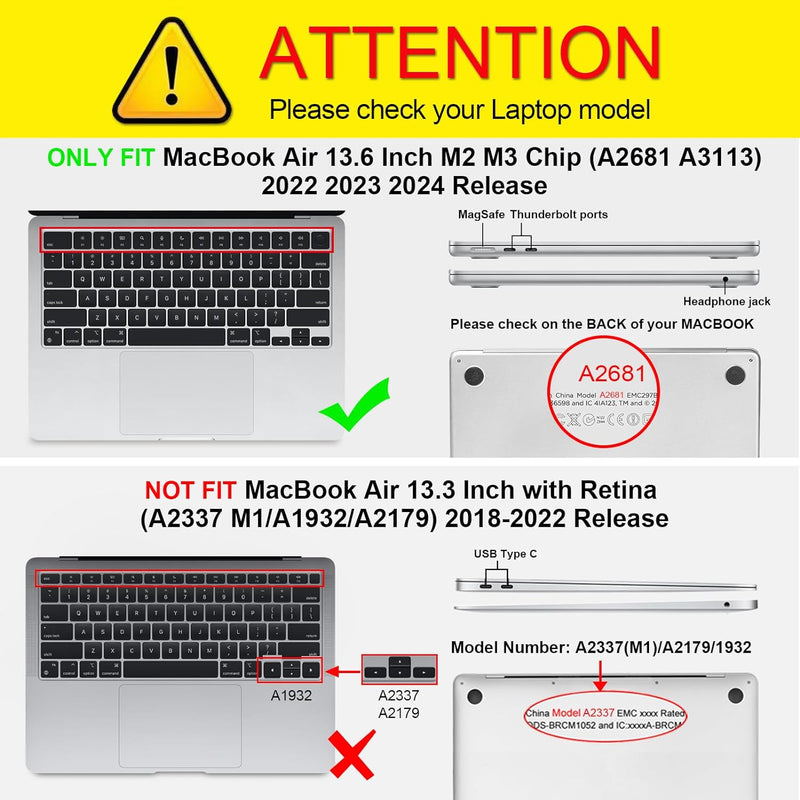 MacBook Air 13.6" M3/M2 Chip (Model A3113/A2681, 2024/2022) Hard Shell Case | Fintie