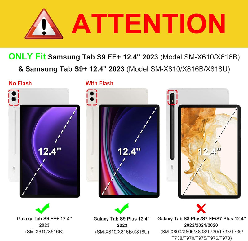 Galaxy Tab S9+ / Tab S9 FE+ (2023) Hybrid Slim Case w/ Upgraded S Pen Slot | Fintie