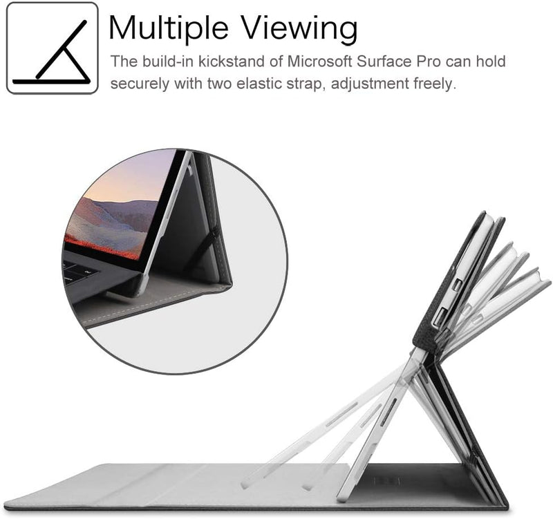 Surface Pro 7+/Pro 7/6/5/4/3 Multiple Angle Viewing Portfolio Business Case | Fintie