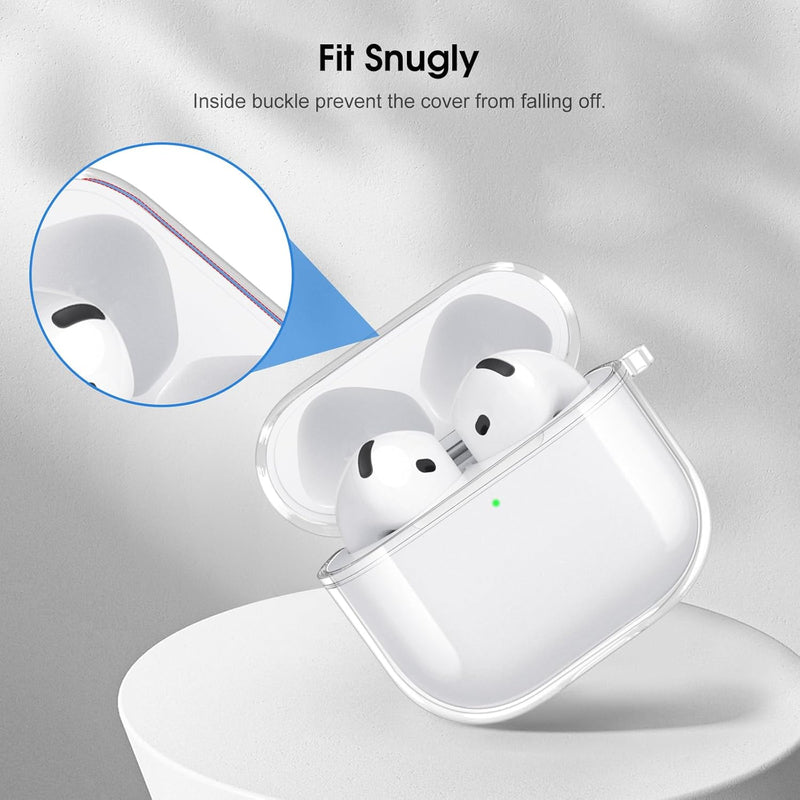 Fintie Clear Case Cover for AirPods 4th Generation w/Keychain Carabiner, Support Wireless Charging