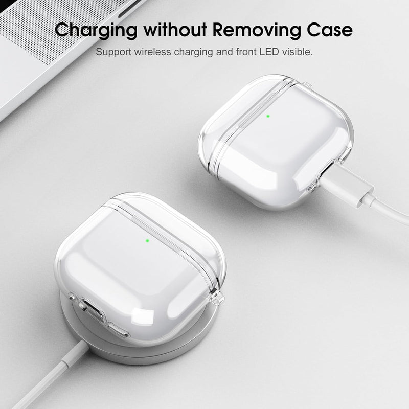 Fintie Clear Case Cover for AirPods 4th Generation w/Keychain Carabiner, Support Wireless Charging