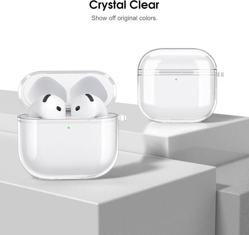 Fintie Clear Case Cover for AirPods 4th Generation w/Keychain Carabiner, Support Wireless Charging