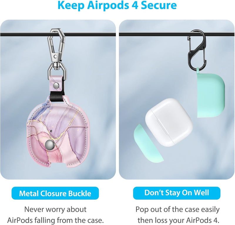 Fintie PU Leather Case for AirPods 4th Generation, Snap Closure Earbuds Protective Cover